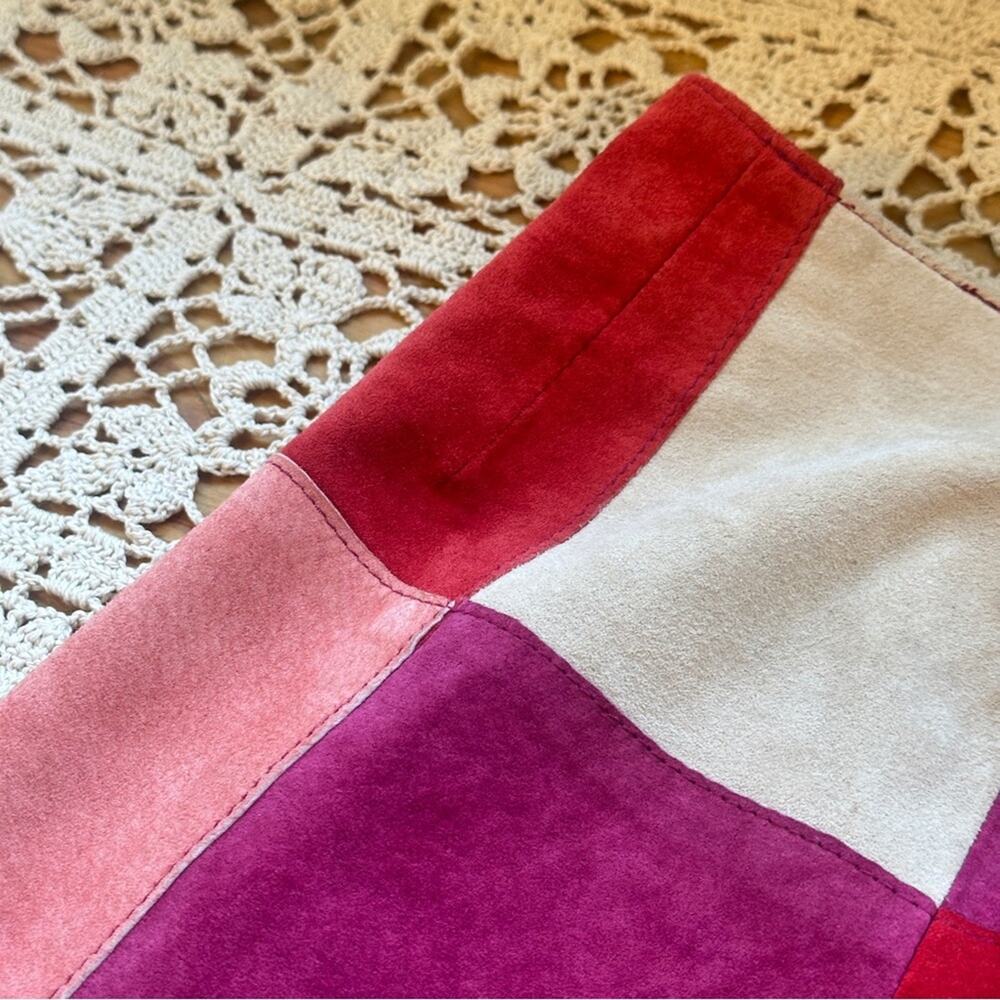 Express Vintage 90s Suede Patchwork A-Line Mini Skirt Fall - Picture 9 of 9